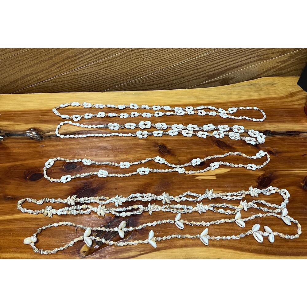 Vintage‎ Lot Hawaiian Cowrie Shell Clusters Lei Necklaces Authentic Layering MCM